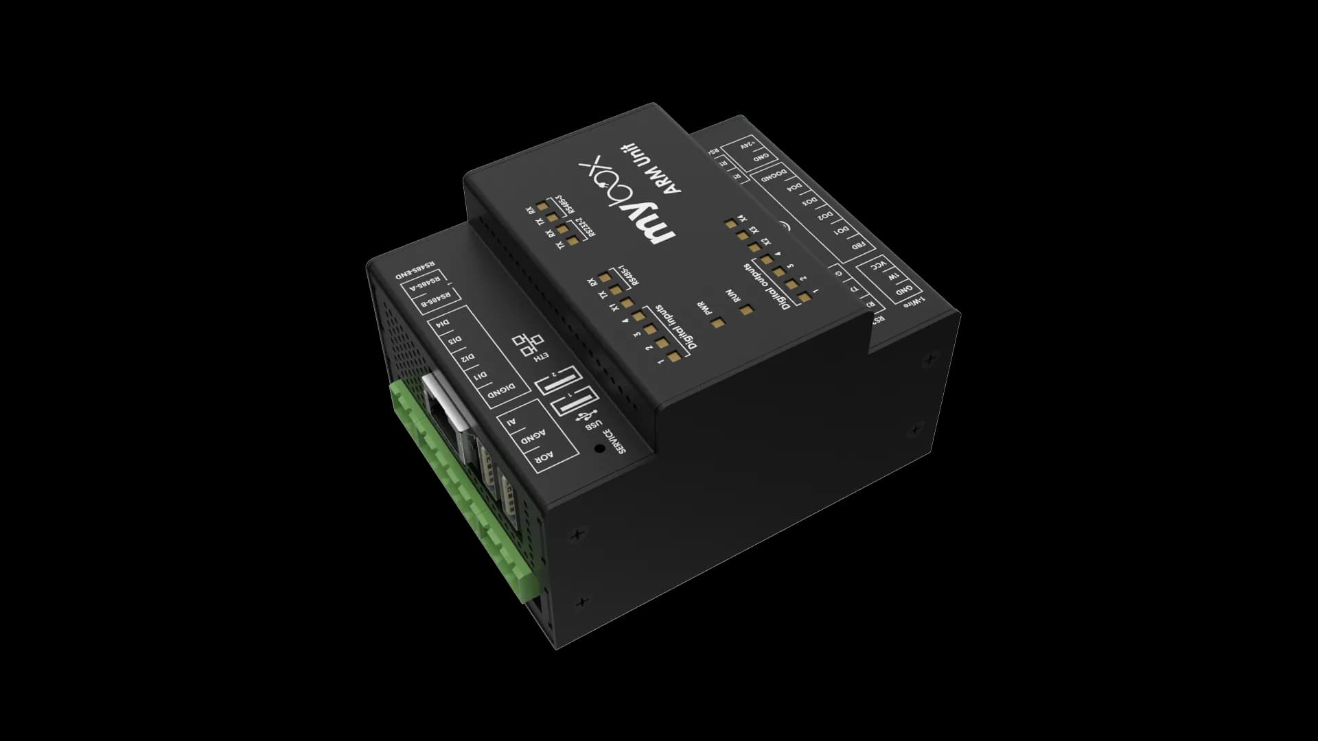 Alternativní levý pohled na modul pro dynamické řízení výkonu nabíjecí stanice MyBox Arm Unit